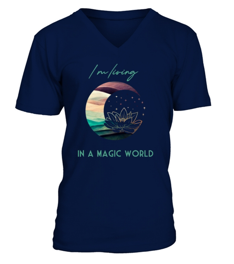 Magic Spiritual Desert Moon Water Lily V-Neck T-shirt