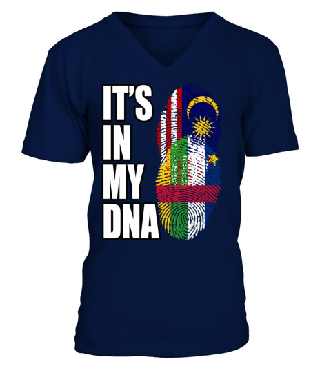 Malaysian And Central African Mix Heritage DNA Fla V-Neck T-shirt
