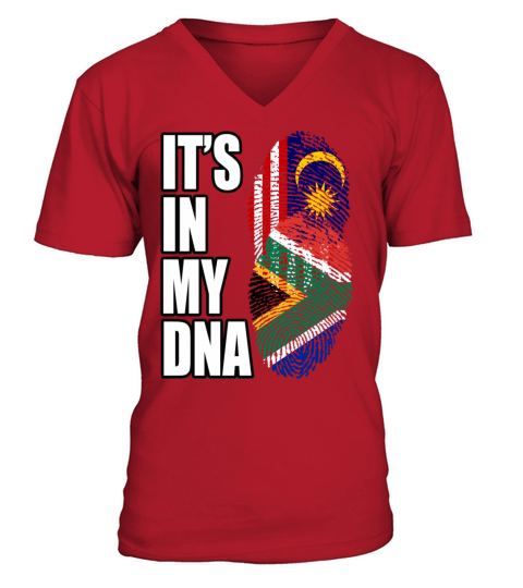 Malaysian And South African Mix Heritage DNA Flag V-Neck T-shirt