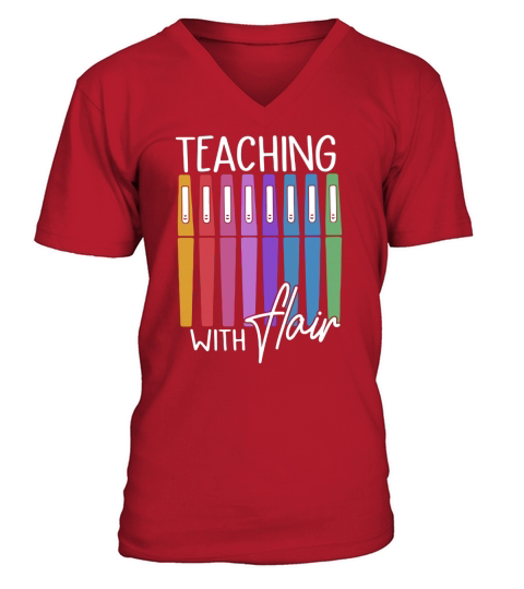 Pens teaching with flair V-Neck T-shirt
