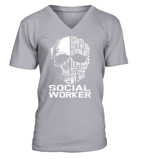 SOCIAL WORKER Skull Job V-Neck T-shirt