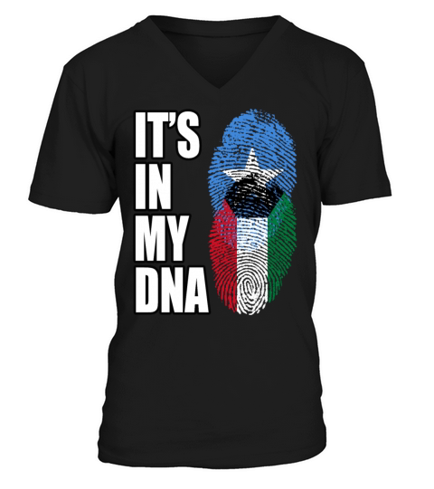 Somali And Kuwaiti Vintage Heritage DNA Flag V-Neck T-shirt