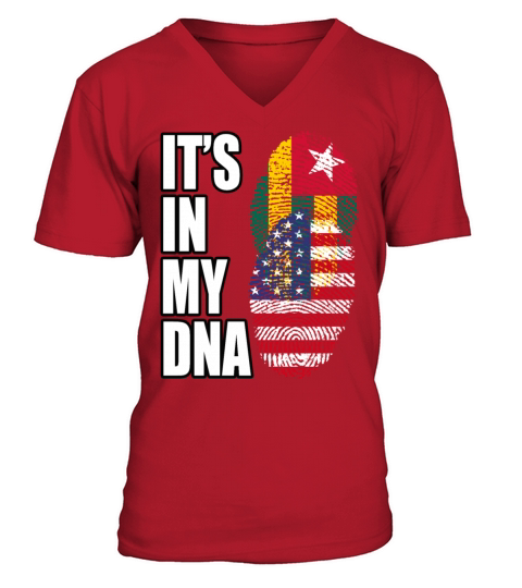 Togolese And American Mix Heritage DNA Flag V-Neck T-shirt