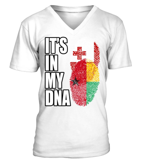Tongan And Bissau Guinean Mix Heritage DNA Flag V-Neck T-shirt