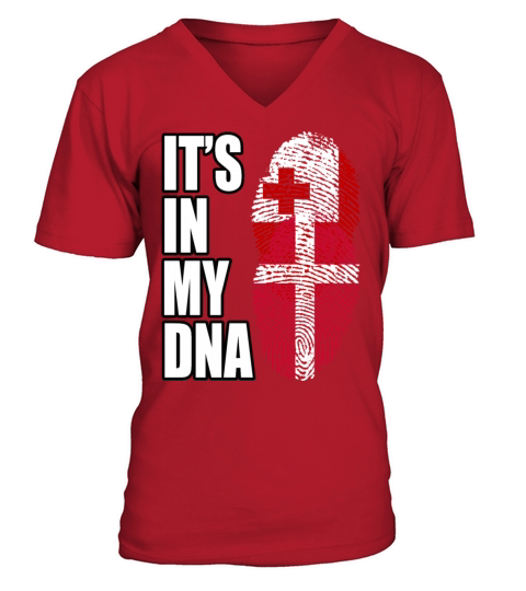 Tongan And Danish Mix Heritage DNA Flag V-Neck T-shirt