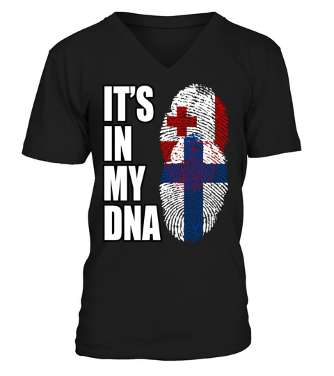 Tongan And Finland Mix Heritage DNA Flag V-Neck T-shirt