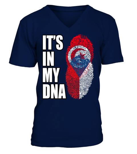 Tunisian And Czech Mix Heritage DNA Flag V-Neck T-shirt