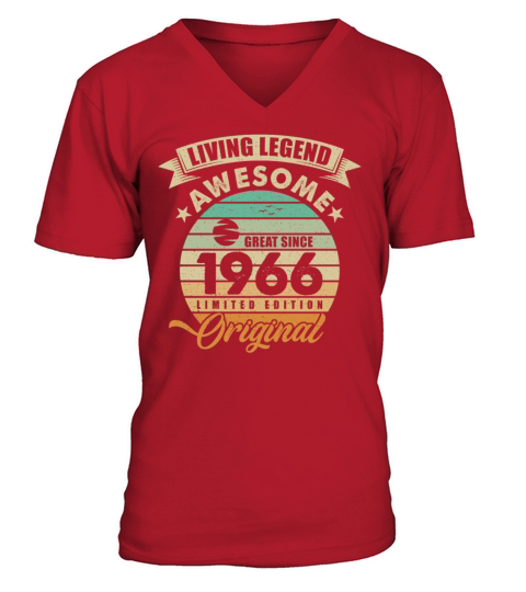 Vintaga 1966 Birthday V-Neck T-shirt
