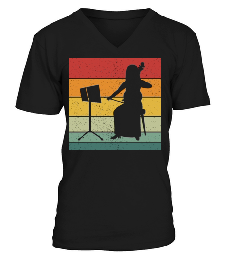 Vintage Retro Double Bass Vintage Music V-Neck T-shirt