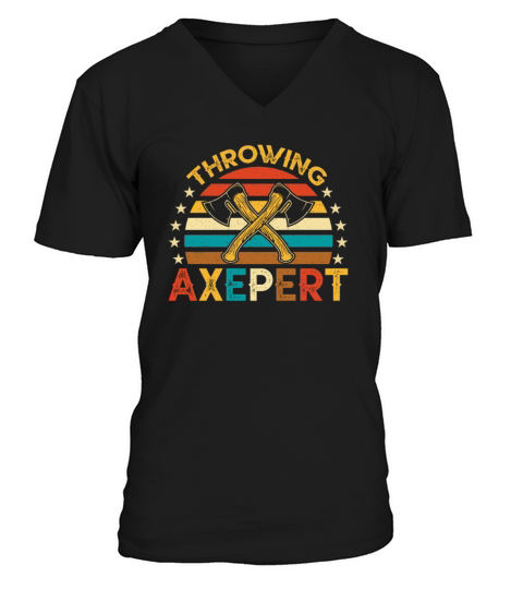 Vintage Style Crossed Axe Throwing Axepert V-Neck T-shirt