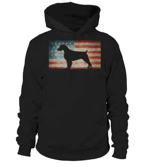 Vintage Best Brittany Spaniel Dog Dad Ever American Flag T-Shirt Hoodie Unisex