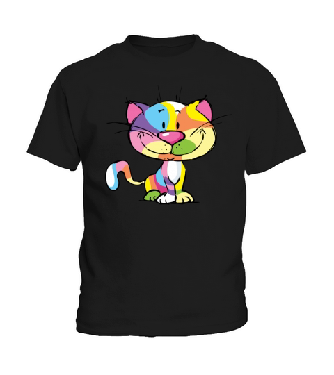 Cute Kitty Cartoon Colorful Pop Art Design Kids T-Shirt
