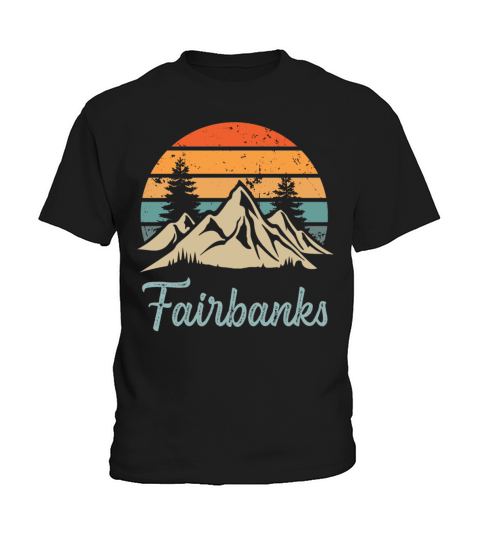Fairbanks Retro Vintage Mountain Sunset Outdoors W Kids T-Shirt