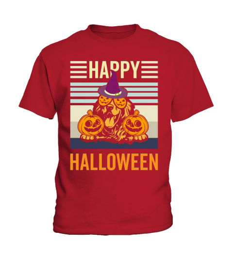 Golden Retriever Halloween Cape Funny Vintage Happy Halloween Kids T-Shirt