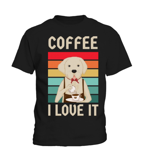 Retro Vintage dog - coffee i love it Kids T-Shirt