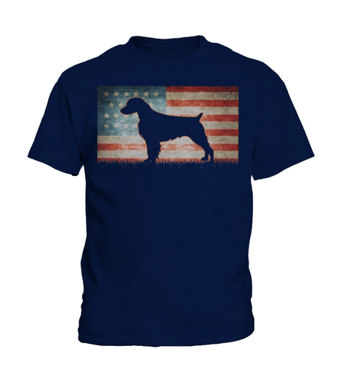 Vintage Best Brittany Spaniel Dog Dad Ever American Flag T-Shirt Kids T-Shirt