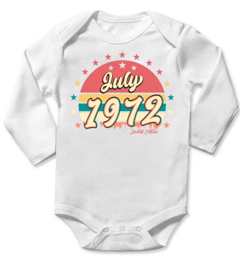 1972 July 50 Years Long Sleeve Baby One-Piece
