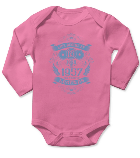 65th Birthday Gifts 1957 Vintage Birthday Saying Long Sleeve Baby One-Piece