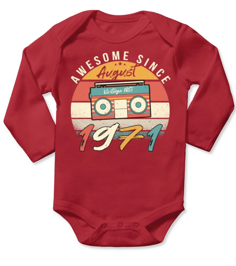 August 1971 Gift Idea Long Sleeve Baby One-Piece