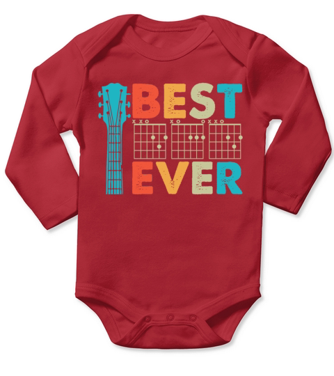 Best Dad Ever Funny Guitar Lover Vintage Father Long Sleeve Baby One-Piece