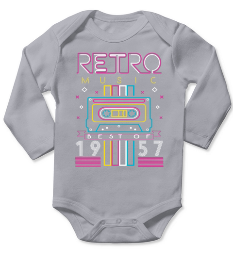 Best Of 1957 Retro Cassette Vintage Birthday Long Sleeve Baby One-Piece