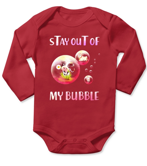 Cow Stay Out Of My Bubble Cow Lovers Long Sleeve Baby One-Piece