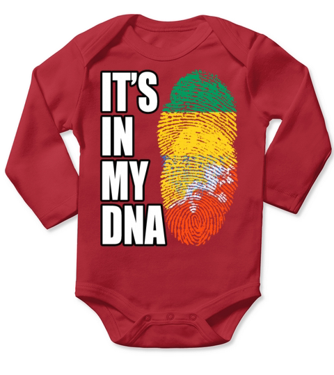 Gambian And Bhutanese Mix Heritage DNA Flag Long Sleeve Baby One-Piece