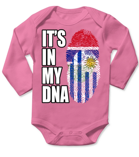 Gambian And Uruguayan Mix Heritage DNA Flag Long Sleeve Baby One-Piece