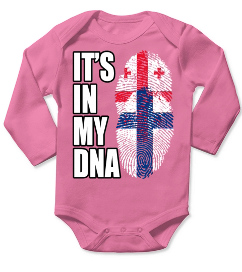 Georgian And Finland Mix Heritage DNA Flag Long Sleeve Baby One-Piece