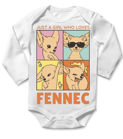 girl who loves fennec design Long Sleeve Baby One-Piece
