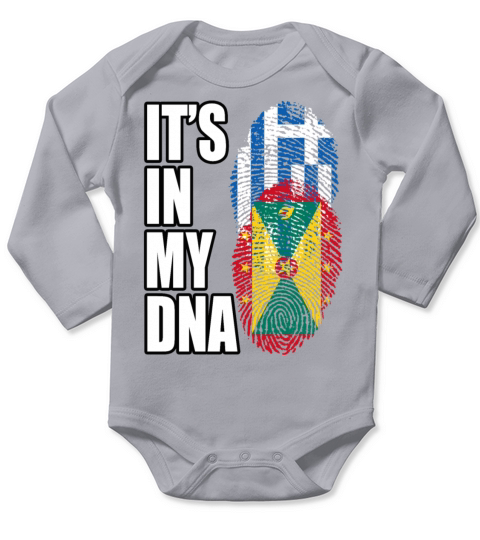 Grenadian And Greek Mix Heritage DNA Flag Long Sleeve Baby One-Piece