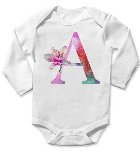 Letter A Long Sleeve Baby One-Piece
