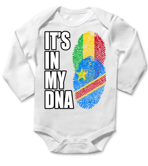 Malian And Congolese Mix Heritage DNA Flag Long Sleeve Baby One-Piece