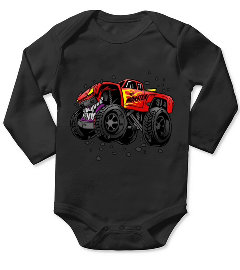 Monster Truck Cool Motor Sports Trucker Gift Idea Long Sleeve Baby One-Piece