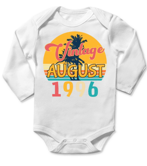 Month Of Birth August 1996 Long Sleeve Baby One-Piece