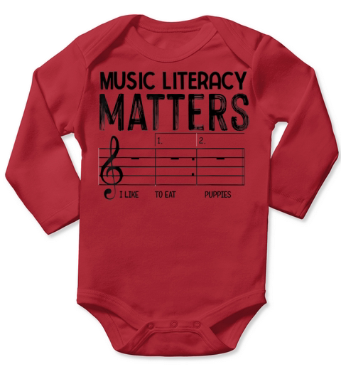 Music Literacy Matters I Like To Eat Puppies Long Sleeve Baby One-Piece
