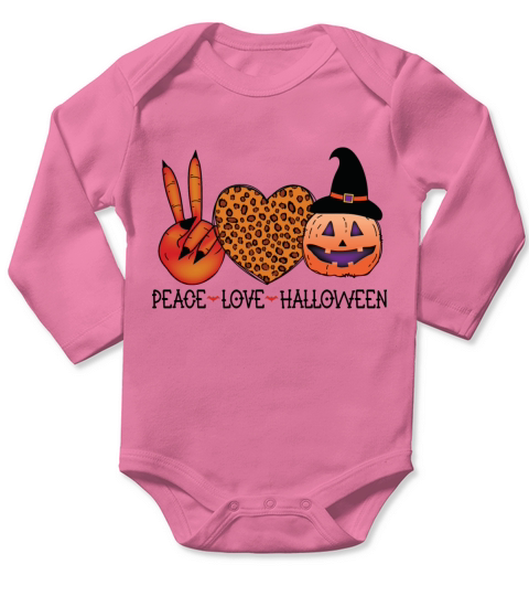 Peace love halloween Long Sleeve Baby One-Piece