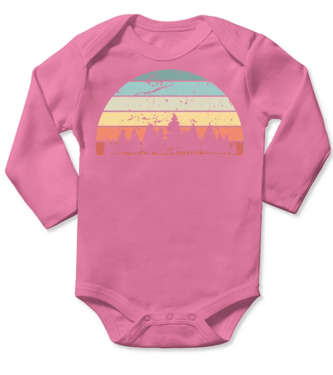 Retro Forestry Sunset Vintage forest Sunrise Long Sleeve Baby One-Piece