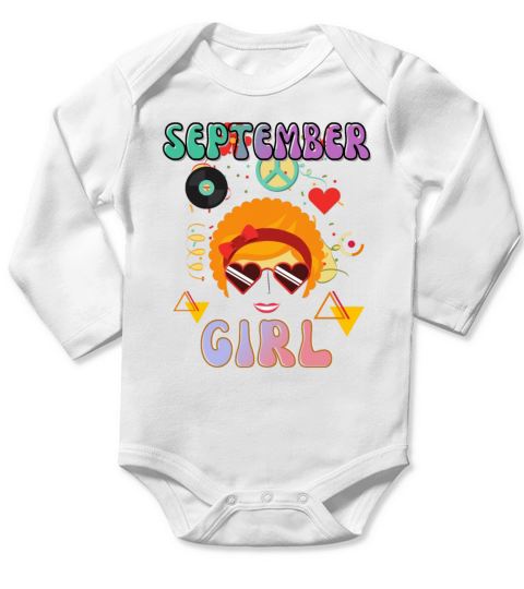Retro September Girl Vintage Design Long Sleeve Baby One-Piece