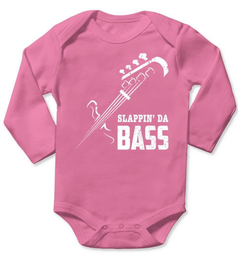 Slappin Da Bass With Bass Guitar Silhouette Long Sleeve Baby One-Piece