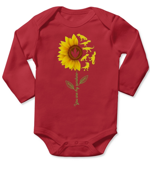 Sunflower you are my sunshine Dinosaur shirt Long Sleeve Baby One-Piece