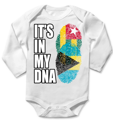 Togolese And Bahamian Mix Heritage DNA Flag Long Sleeve Baby One-Piece