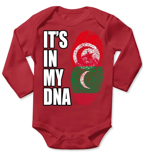 Tunisian And Maldivian Mix Heritage DNA Flag Long Sleeve Baby One-Piece