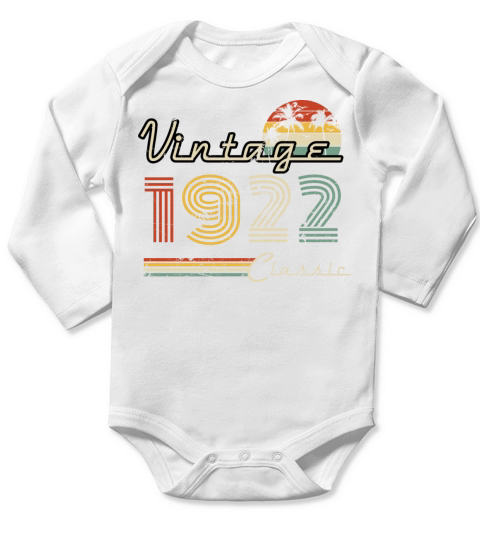 Vintage 1922 Classic Year Birthday Gift Long Sleeve Baby One-Piece