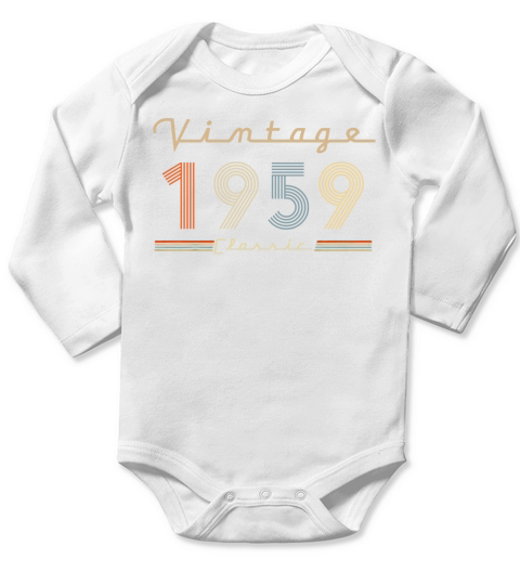 Vintage 1959 Classic Long Sleeve Baby One-Piece