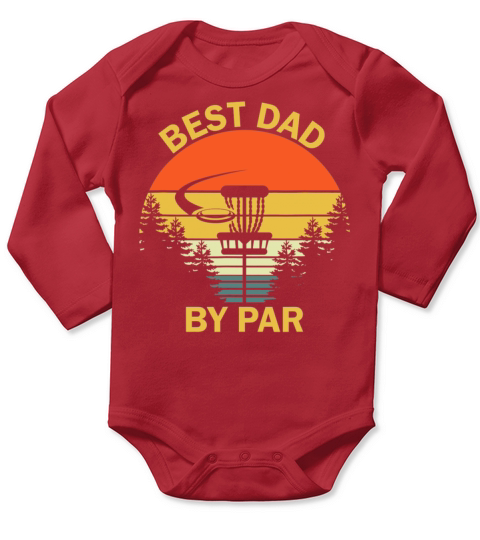 Vintage Best Dad By Par Disc Golf Fathers Day Long Sleeve Baby One-Piece