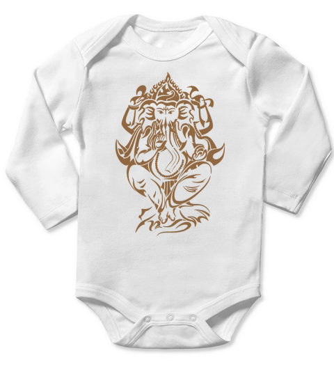 Yoga Lord Ganesha T-Shirt_2 Long Sleeve Baby One-Piece