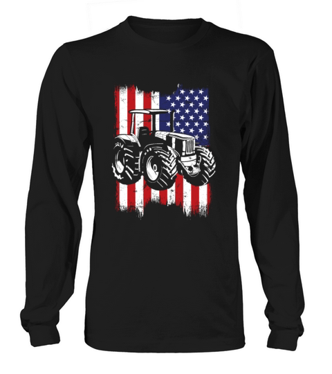 Farm Tractor Usa Flag Patriotic Vintage Long sleeved Unisex