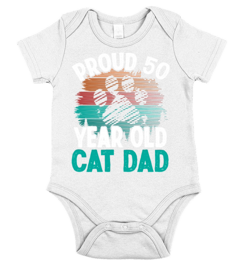 50th Birthday Cat Father Kitty 50 Year Old Cat Dad Short Sleeve Baby One-Piece