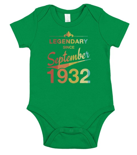 90th Birthday 90 Year Old Born September 1932 Gift Short Sleeve Baby One-Piece